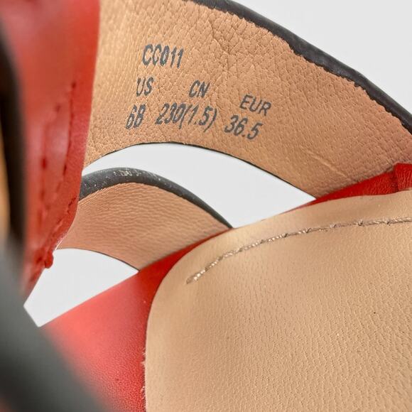 Coach Margaret Leather Strappy Studded Sandal Block Heel  Coach Margaret Sandal Womens 6 Red Leather Studded Block Heel Ankle Strap